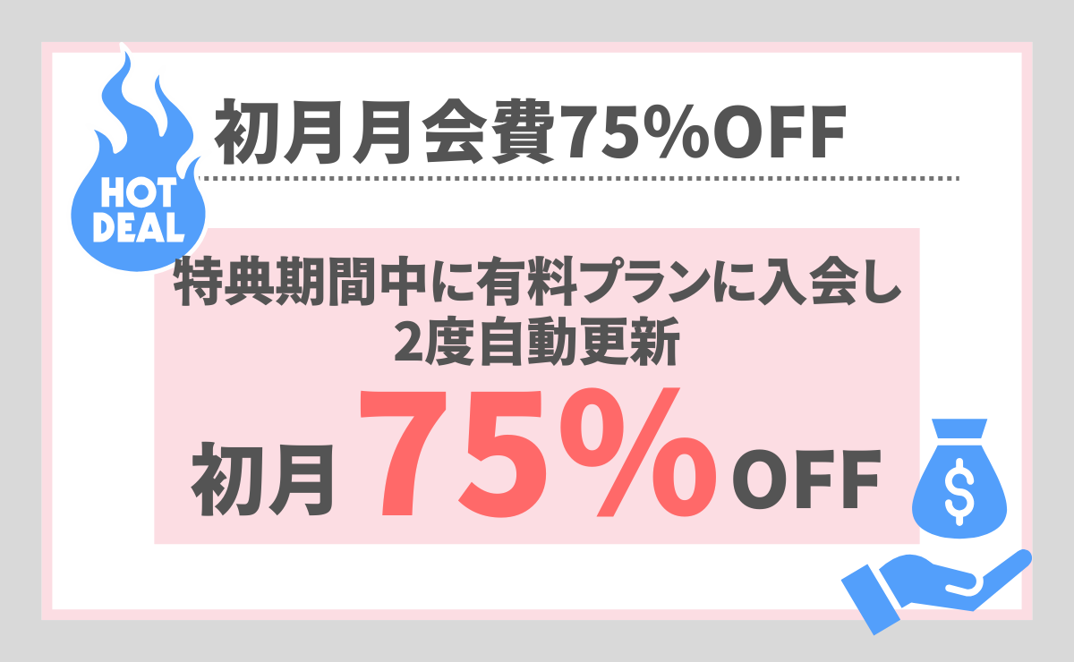初月月会費75%OFF【不定期】