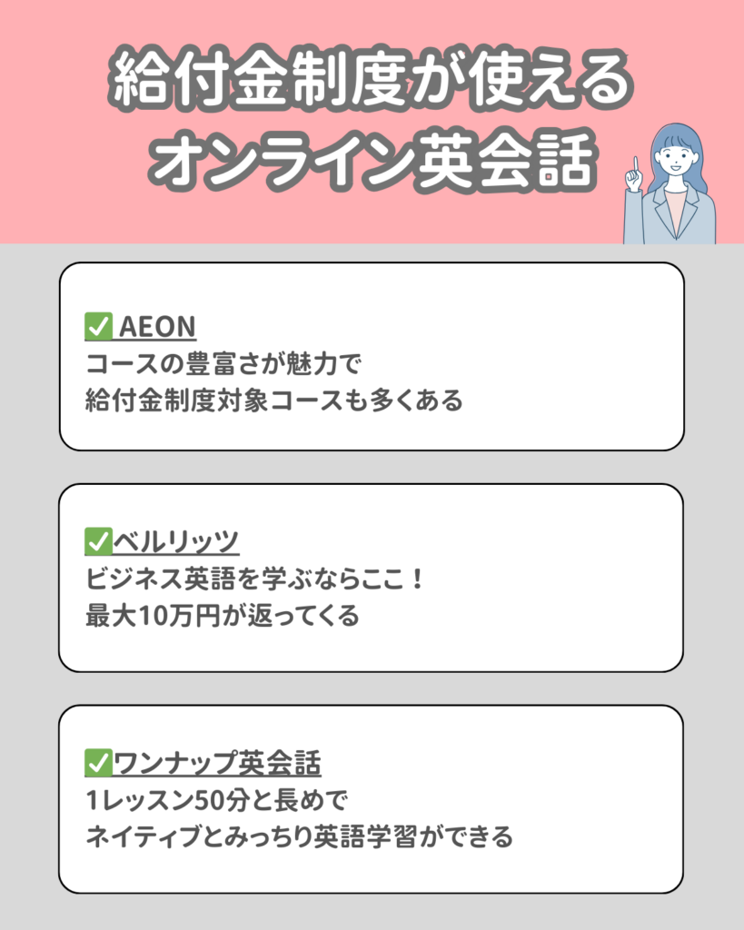 給付金制度のあるオンライン英会話