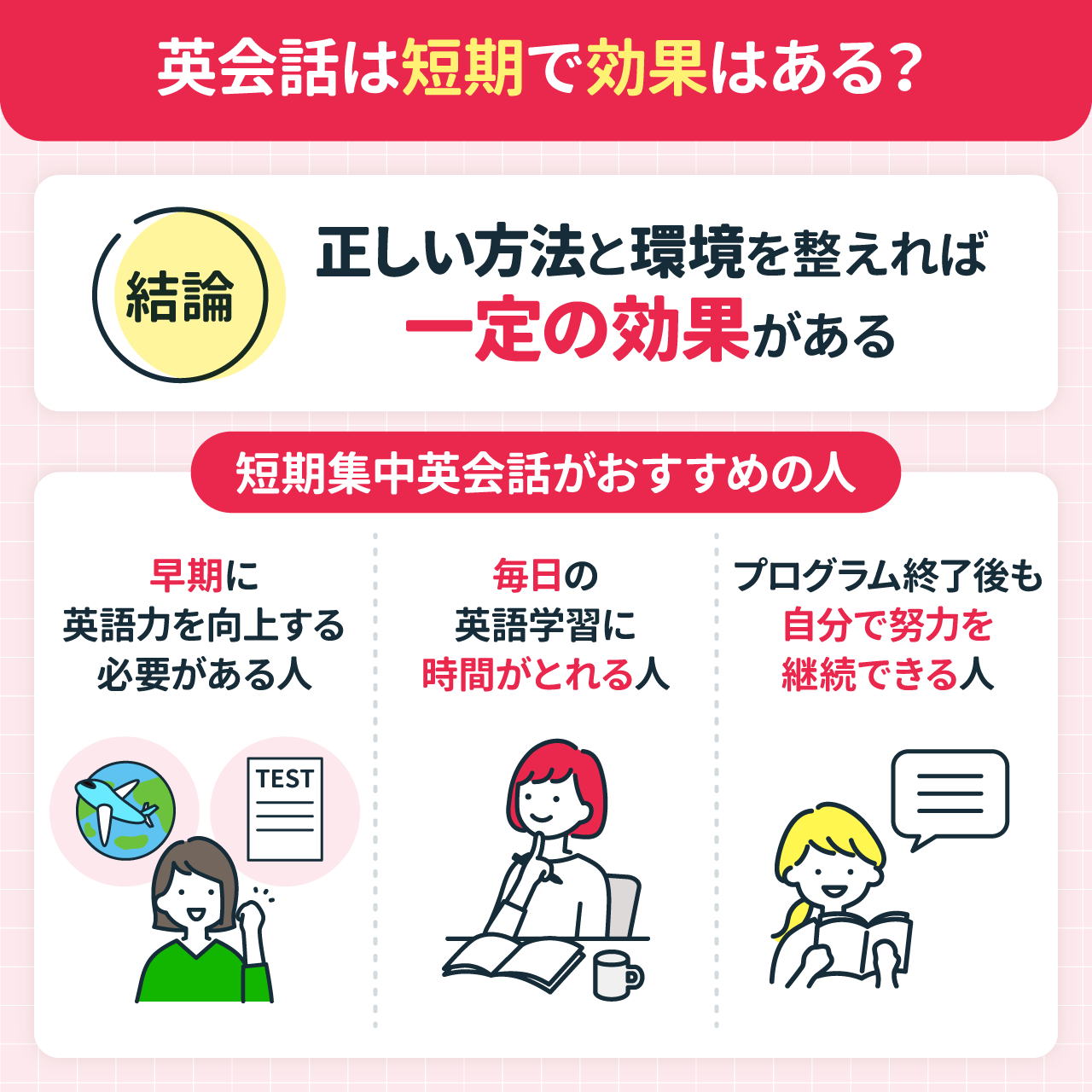 結論：英会話は短期で効果はある？どんな人におすすめ？