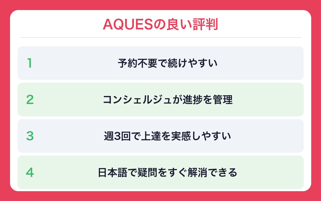 AQUESの良い評判