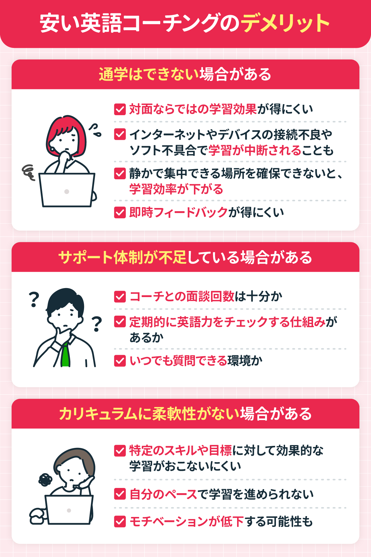安い英語コーチングのデメリット