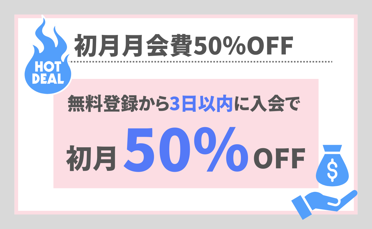 初月月会費50%OFF