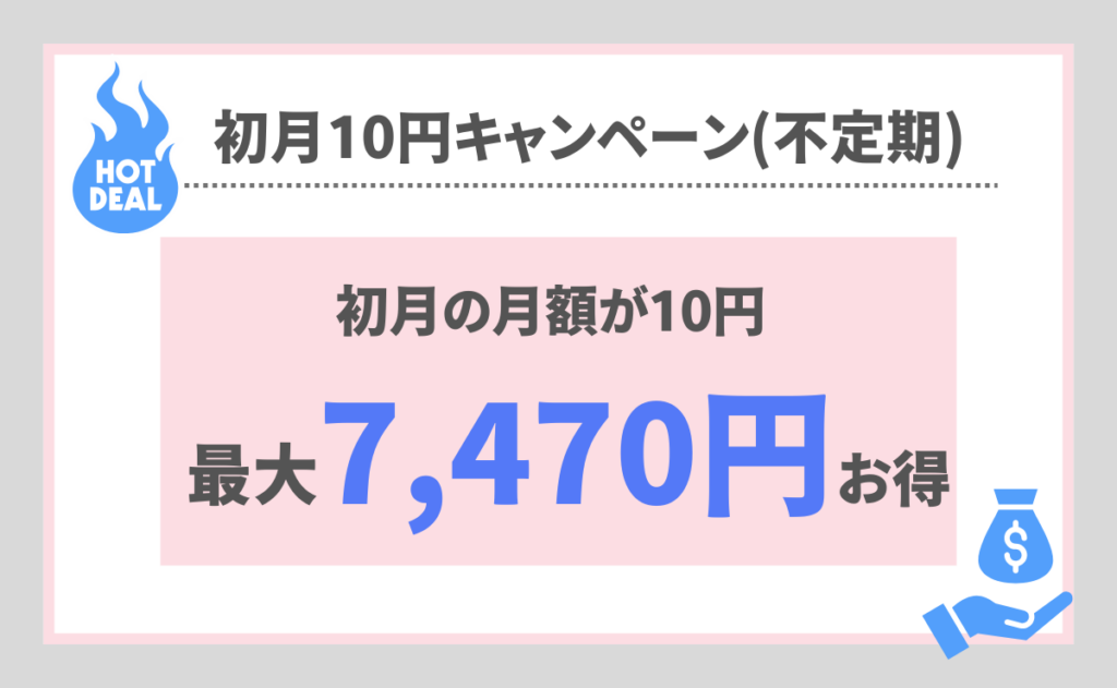 初月10円キャンペーン【不定期】
