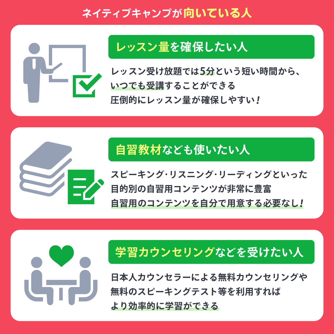 ネイティブキャンプが向いている人