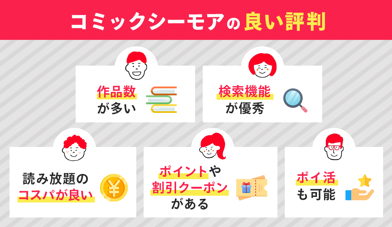 コミックシーモアの良い評判はこれ！実際の口コミから解説します