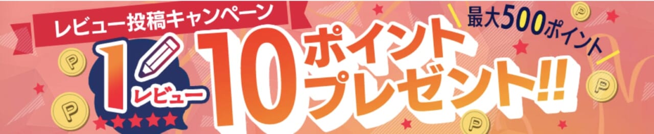 レビュー投稿キャンペーン｜最大500ポイント