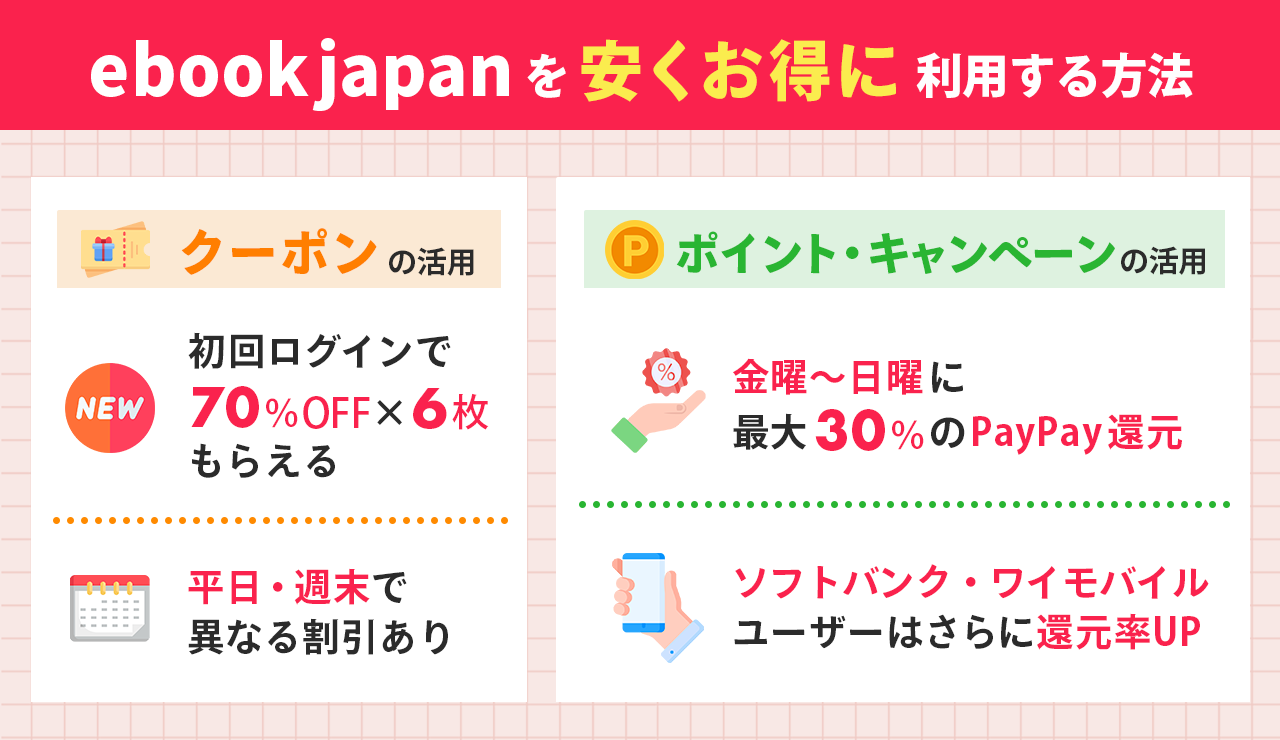 ebookjapanを安くお得に利用する方法はこれ!