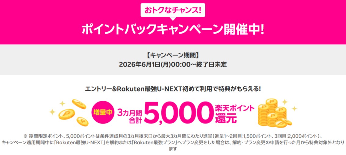 Rakuten最強U-NEXT公式サイト（ポイントバックキャンペーン）