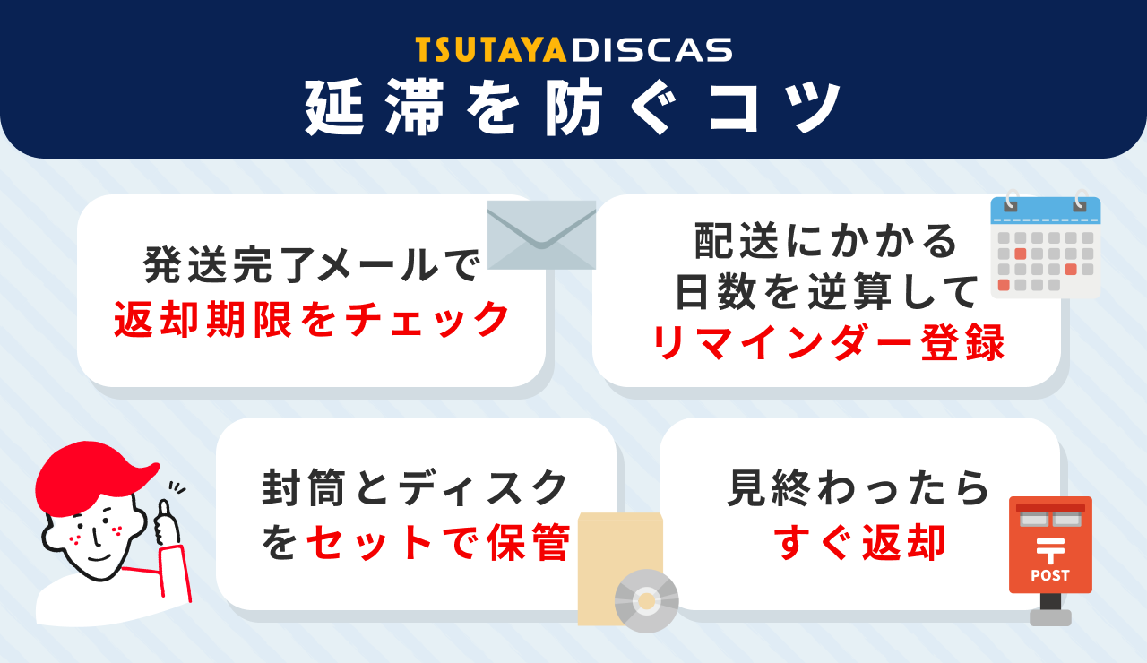 TSUTAYA DISCASで延滞を防ぐためのコツやポイントを紹介