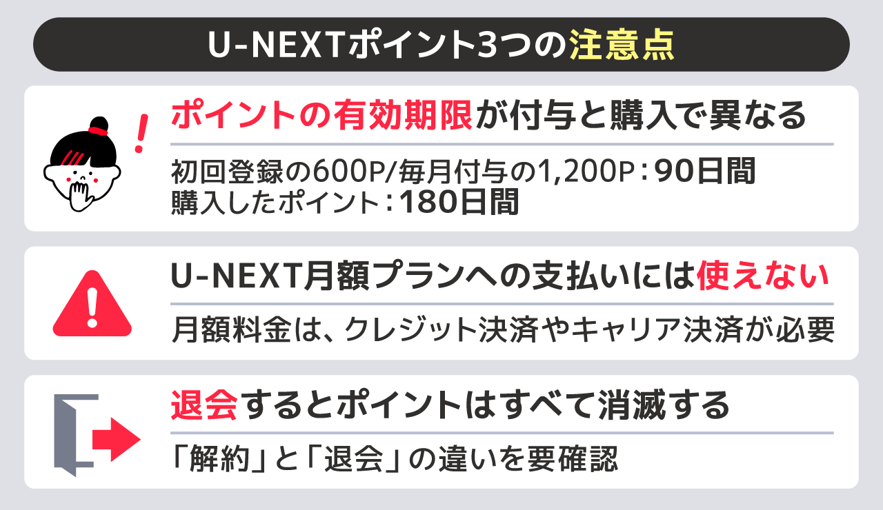 U-NEXTポイント3つの注意点