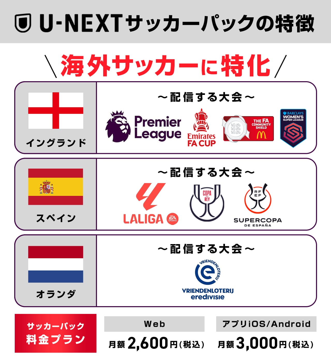 U-NEXTサッカーパックの特徴を解説