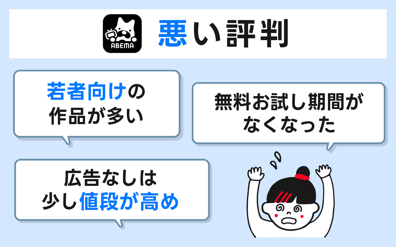 ABEMAプレミアムの悪い評判とデメリットをまとめ