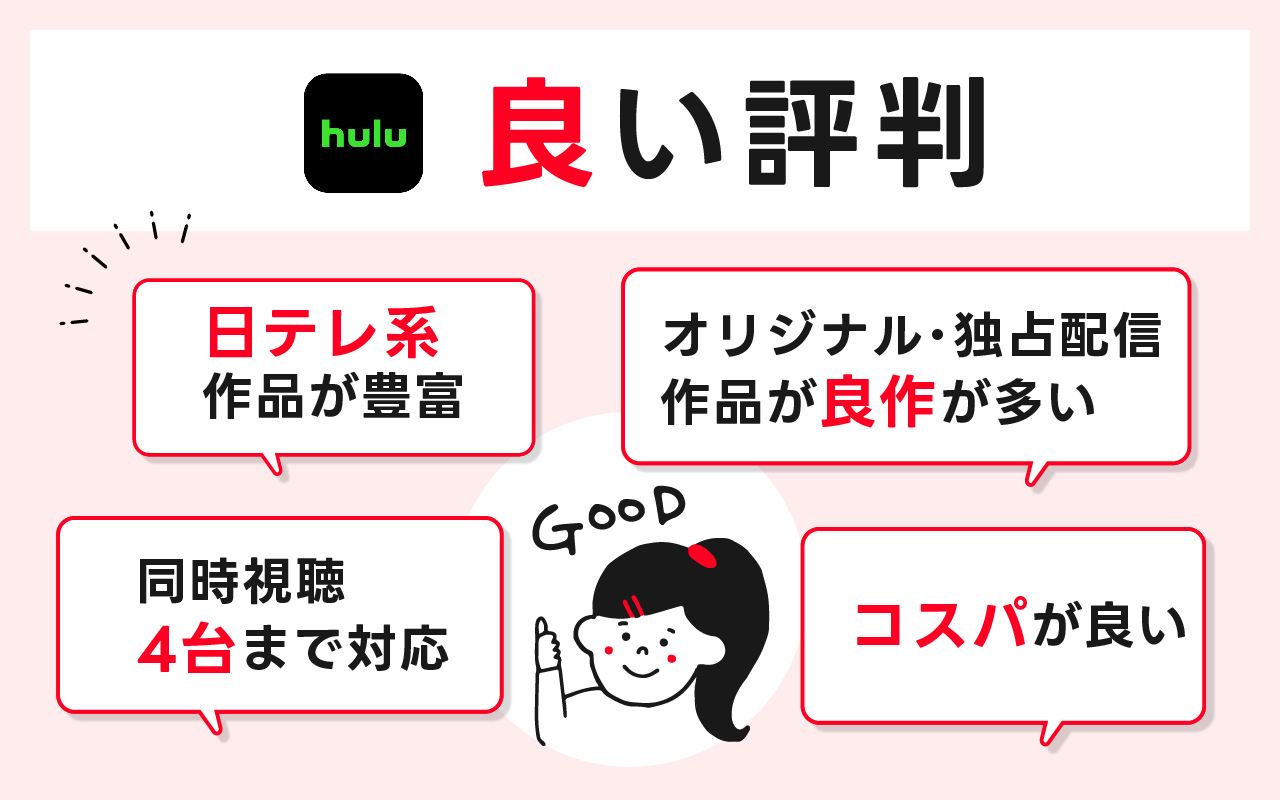 Huluの良い評判とメリット