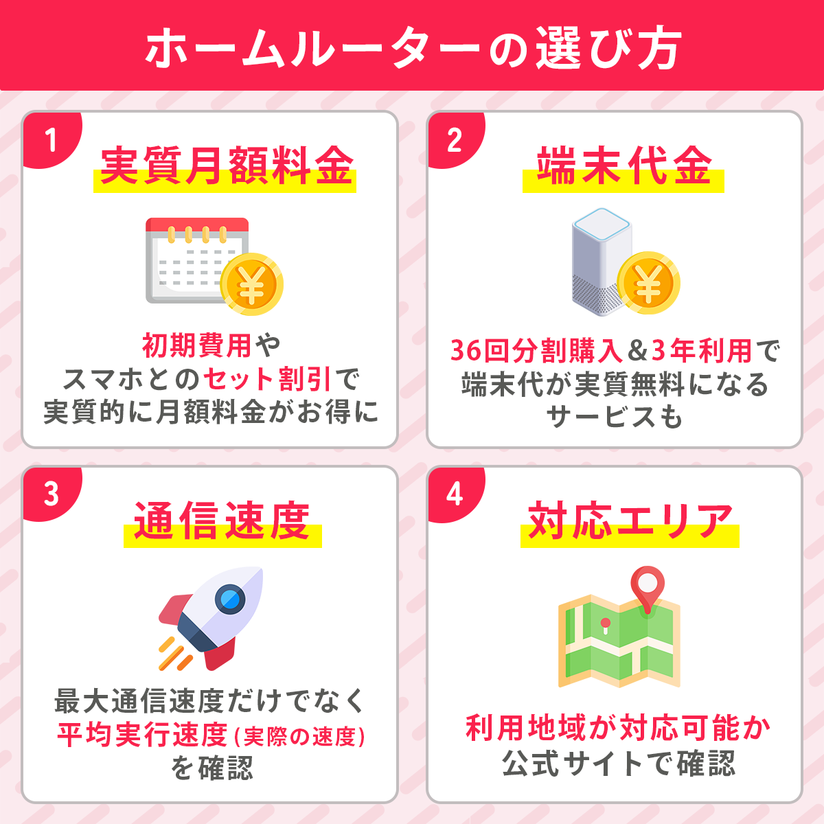 ホームルーターの選び方｜4つの比較ポイント