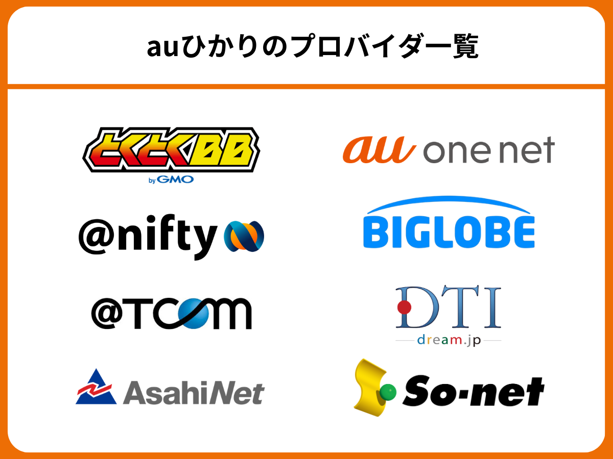 auひかりのプロバイダ一覧