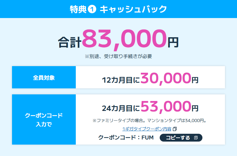 ビッグローブ光のキャンペーン