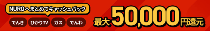 NURO光まとめてキャッシュバック最大50,000円還元