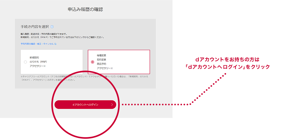 dアカウントでログイン