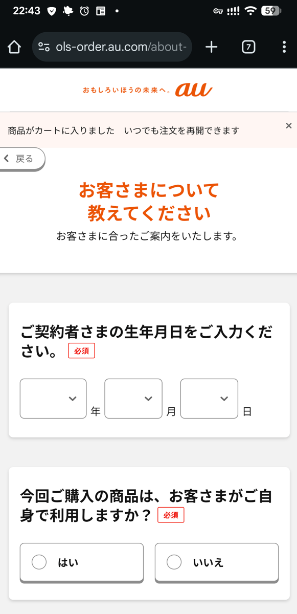 Starlink Directの申し込み