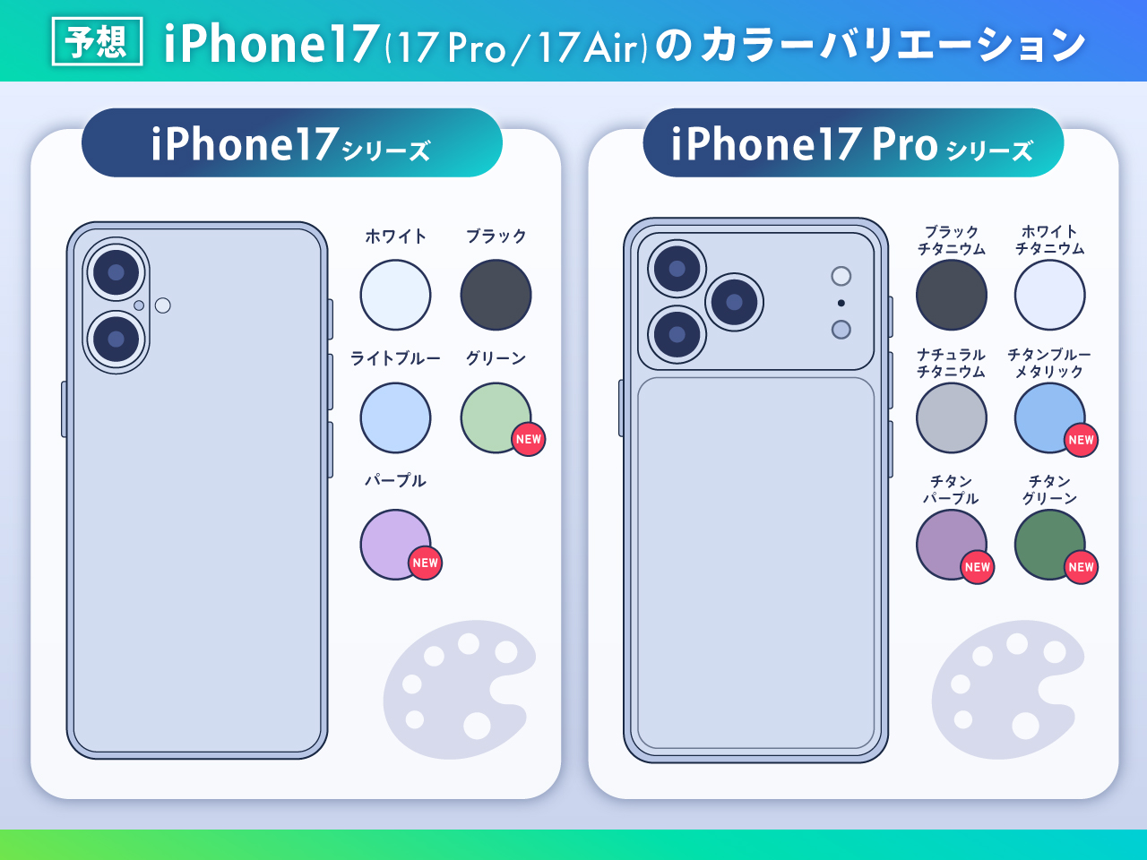  iPhone17/17 Pro /17 Airのカラーバリエーション