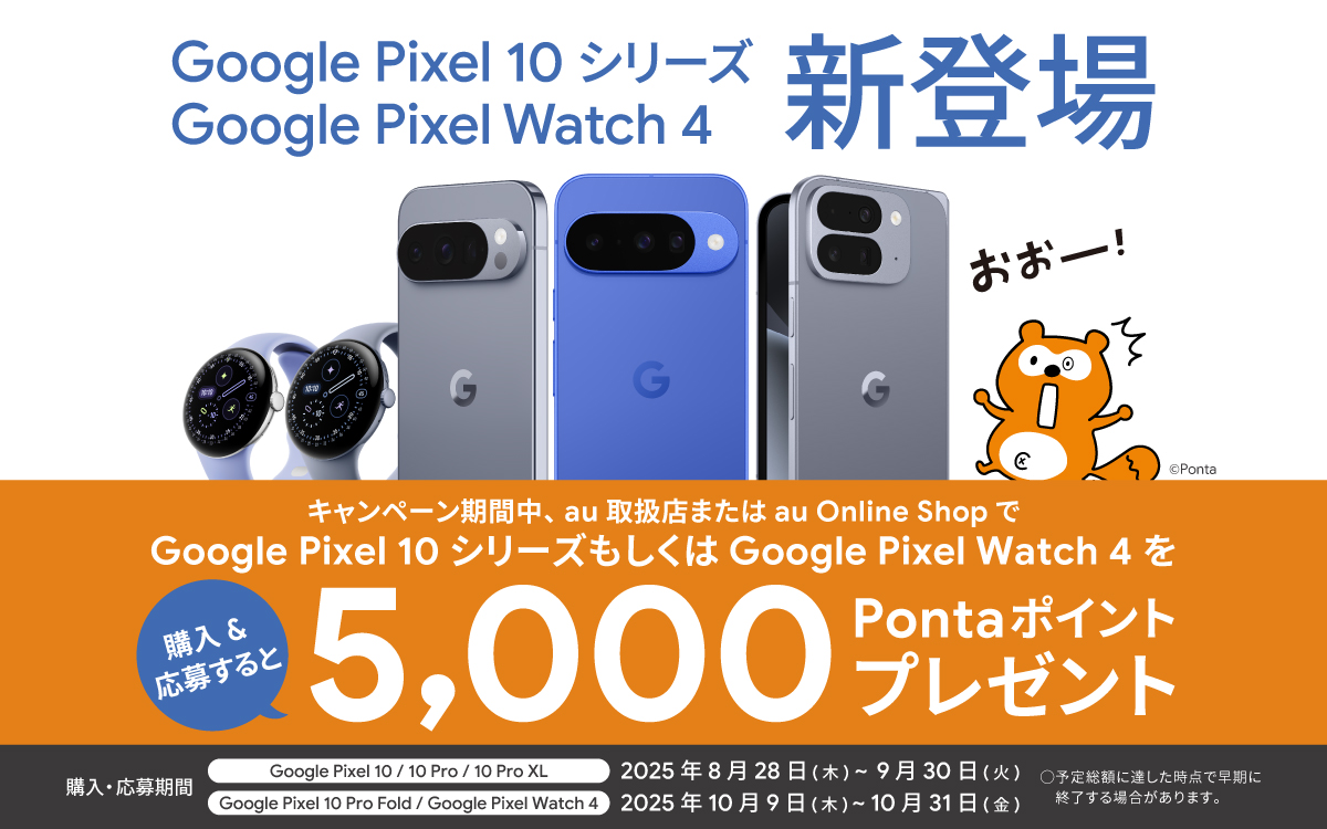 Google Pixel 10シリーズ 購入&応募で5,000Pontaポイントプレゼント