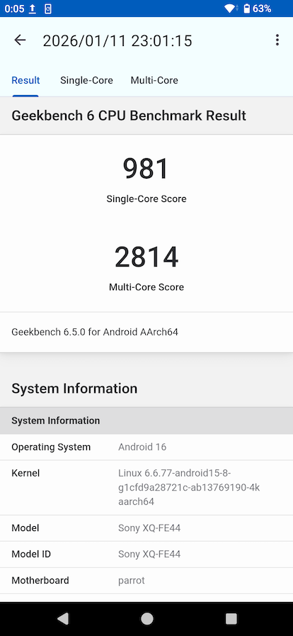 Xperia 10 VII benchmark