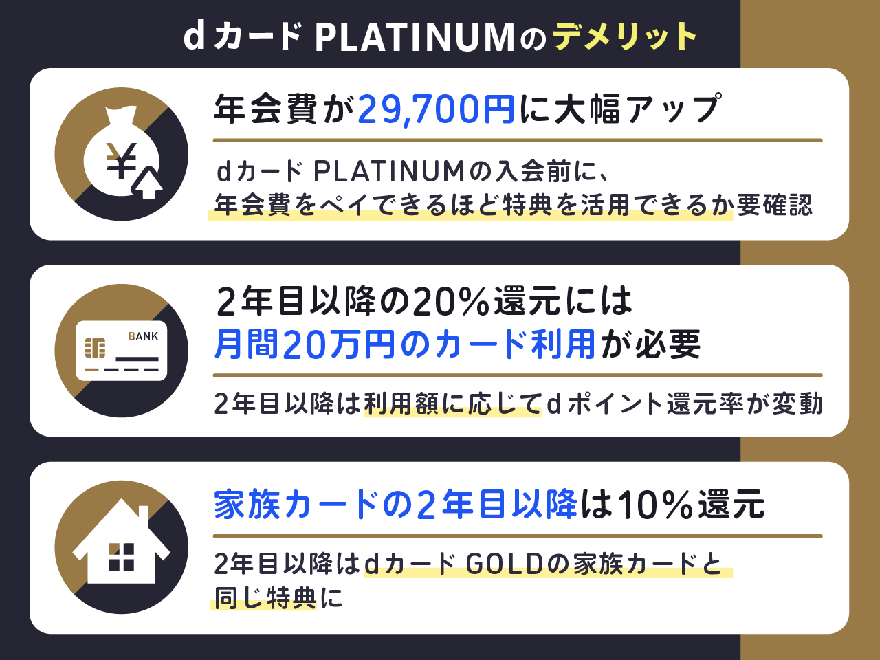 dカード PLATINUMのデメリット3つ