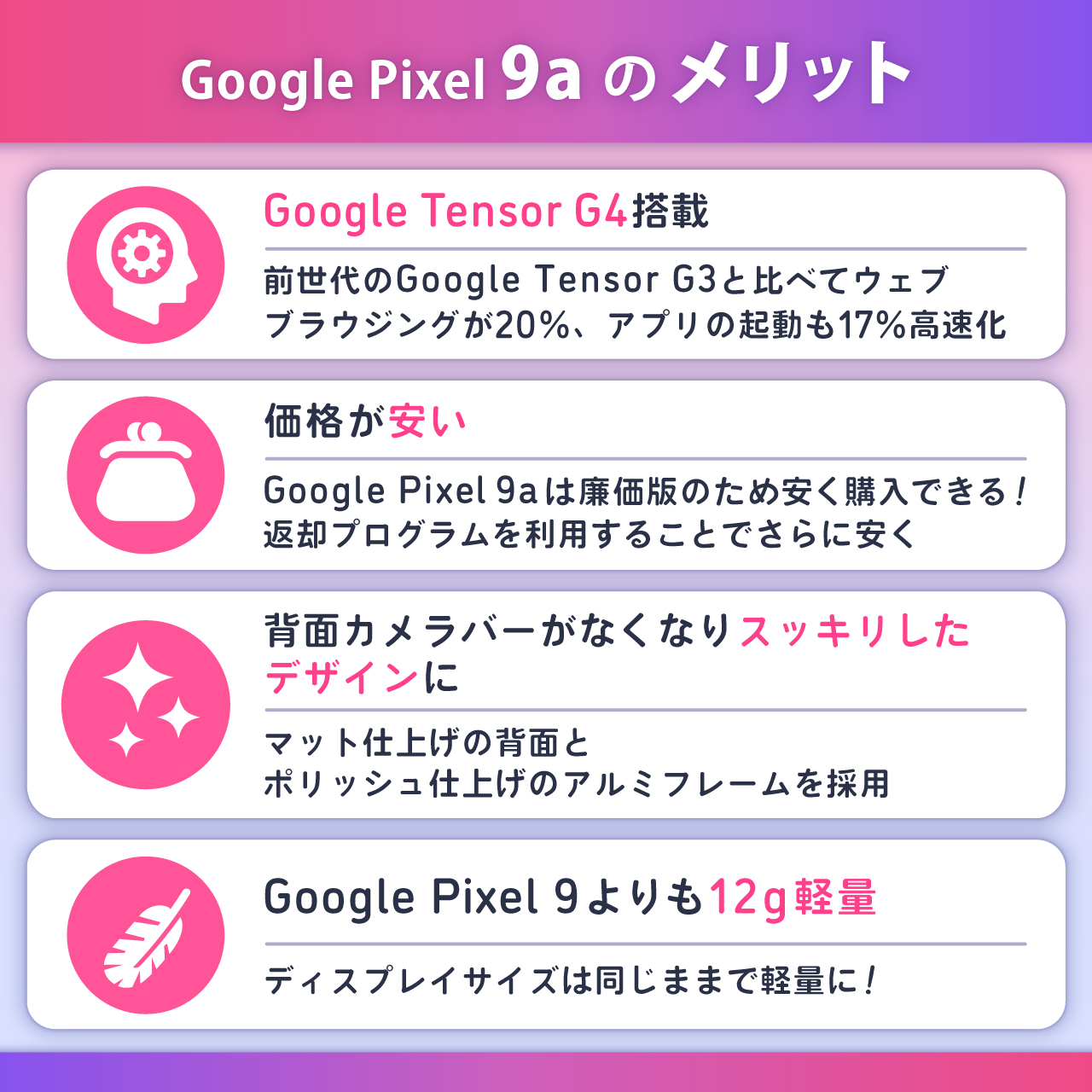 Google Pixel 9aのメリット