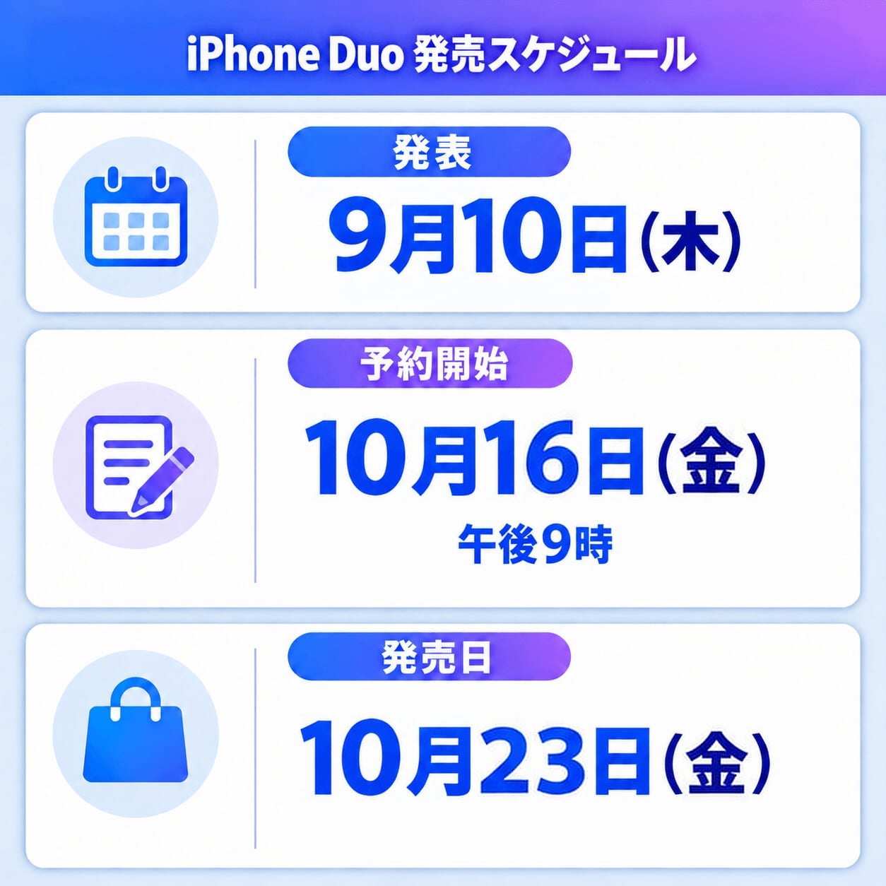 iPhone Duoの予約開始日・発売日