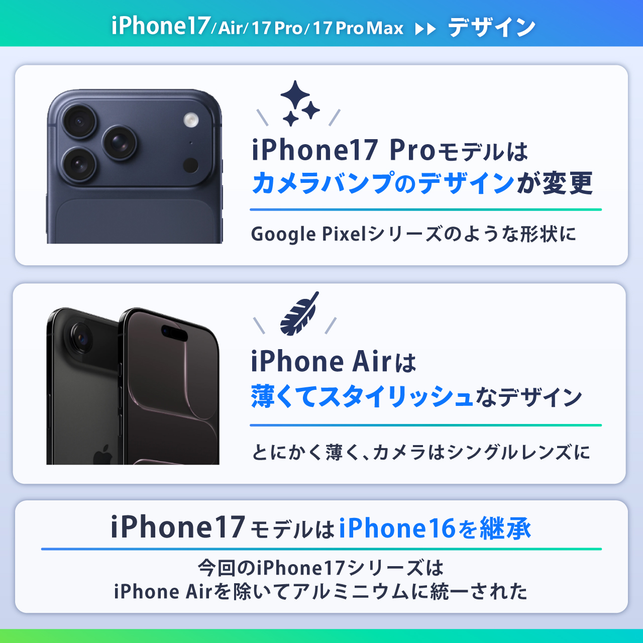 iPhone17シリーズ デザイン