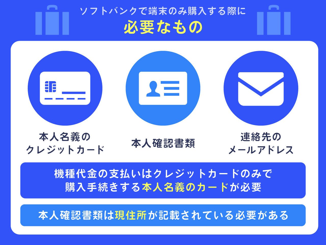 ソフトバンクで端末のみ購入する際に必要なものは？