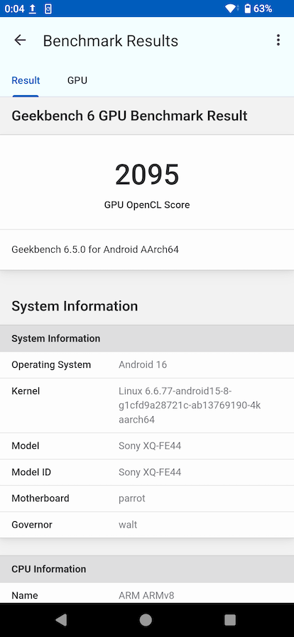 Xperia 10 VII benchmark