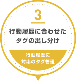 3)行動履歴に合わせたタグの出し分け-行動履歴に対応のタグ管理-