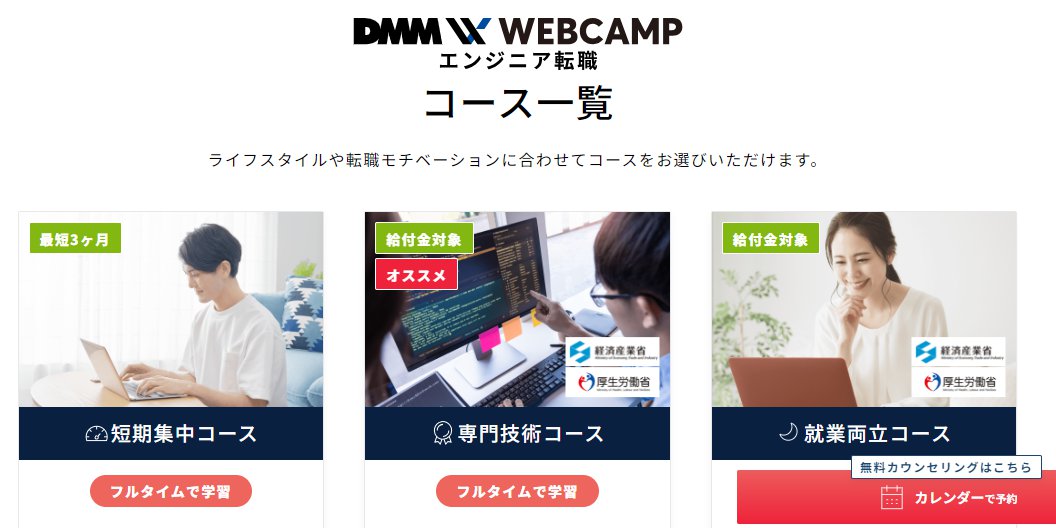 DMM WEBCAMP(ウェブキャンプ)-コース