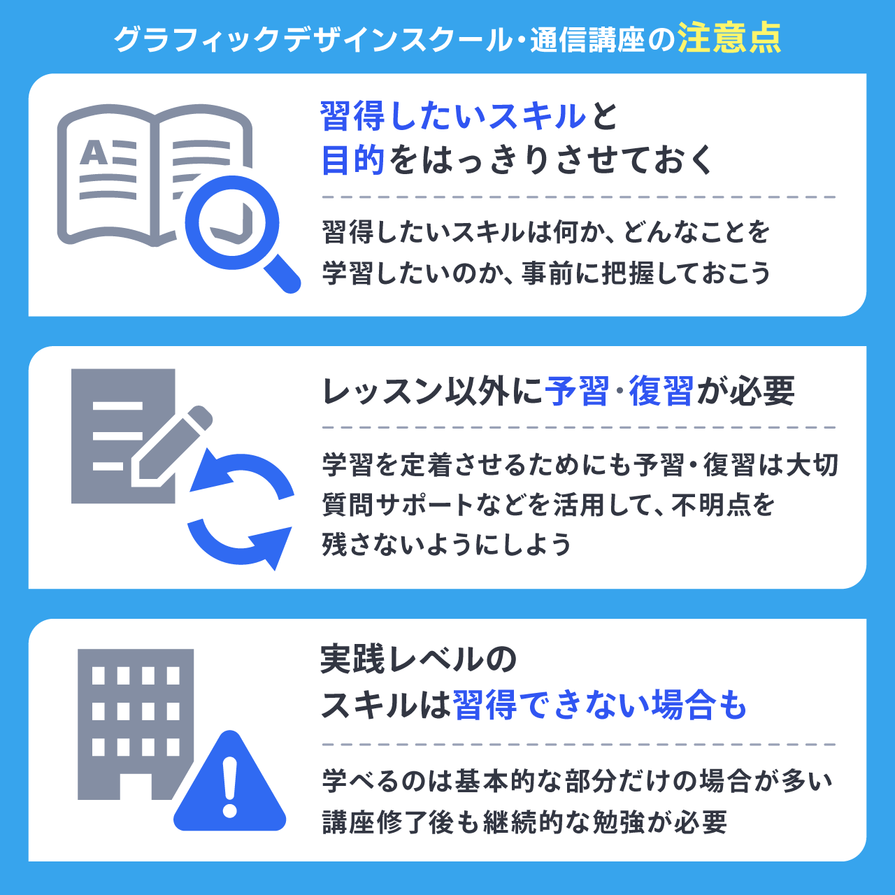グラフィックデザインスクール・通信講座を利用する際の注意点