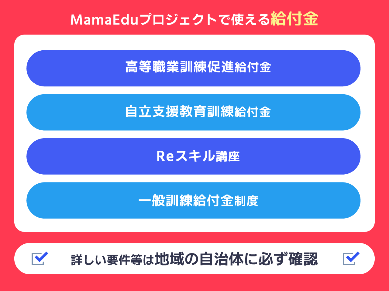 MamaEduプロジェクトで使える給付金