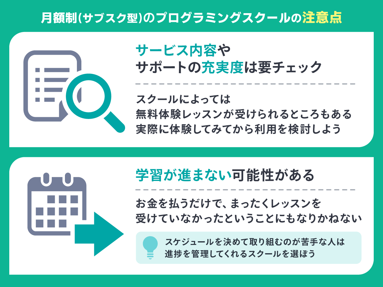 サブスク型プログラミングスクールの注意点