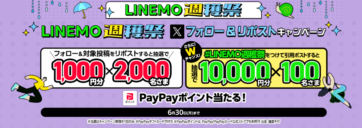 LINEMOの「LINEMO週穫祭フォロー&リポストキャンペーン」