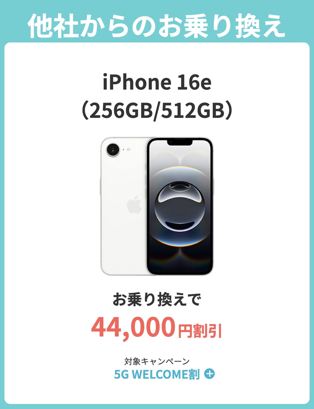 ahamoの5G WELCOME割(iPhone16e)