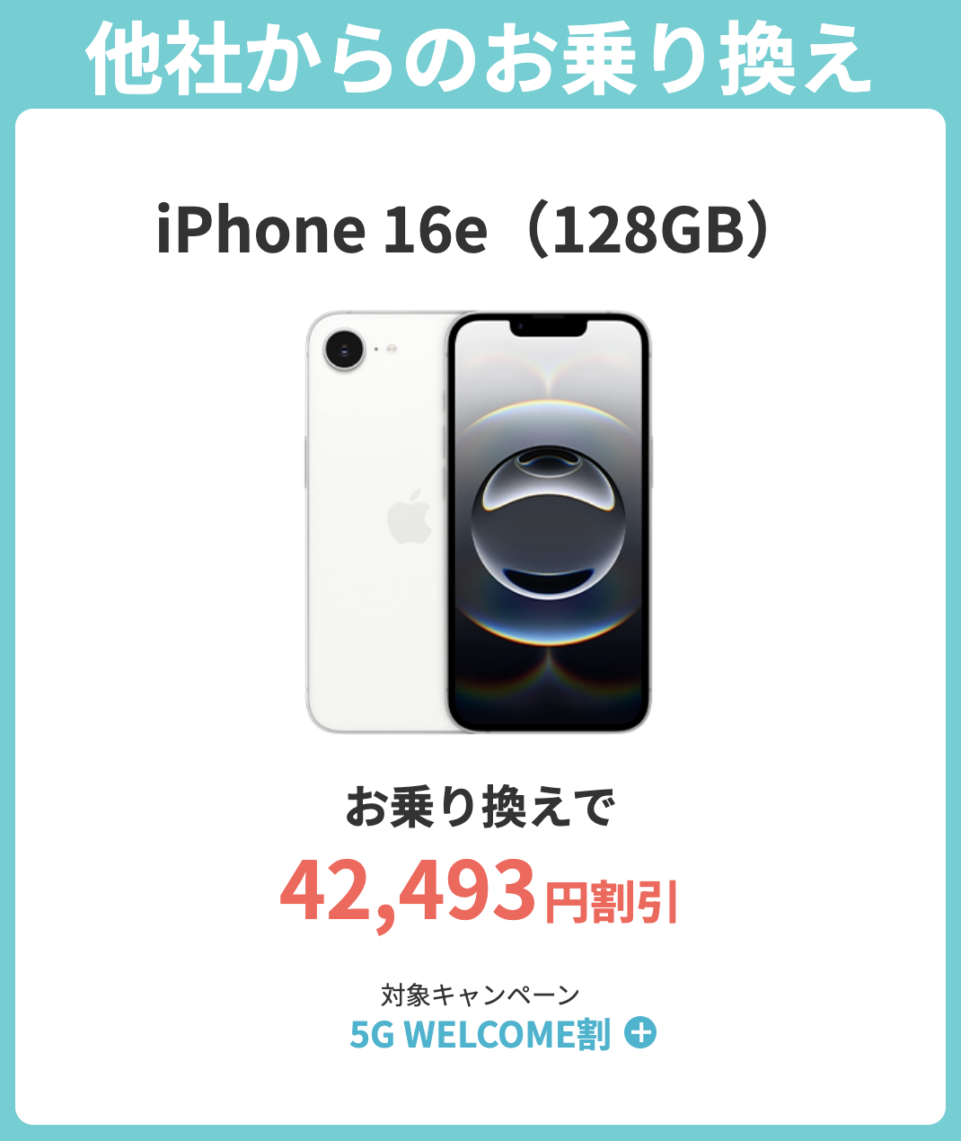 ahamoの5G WELCOME割（iPhone16e）