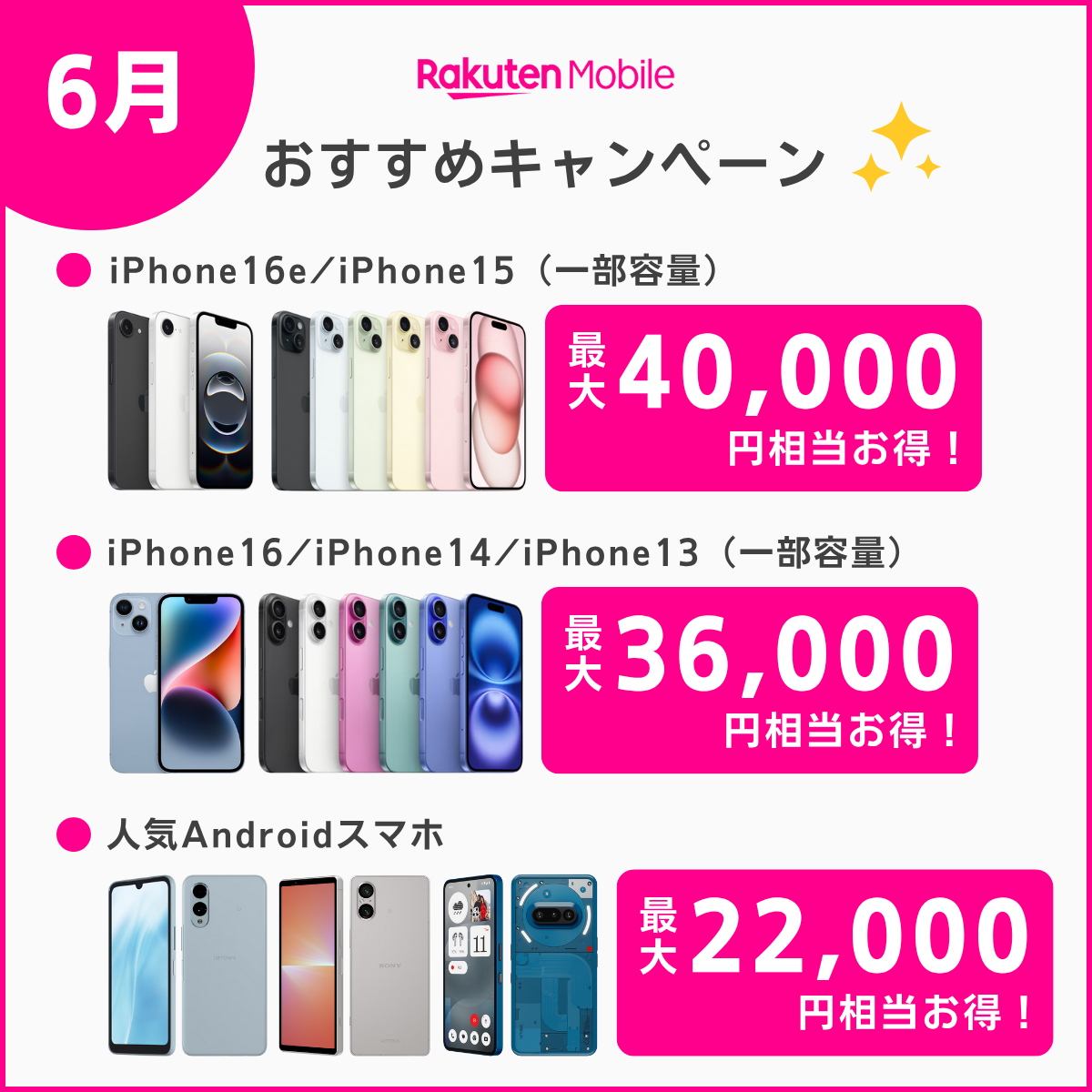 楽天モバイル6月のおすすめキャンペーン