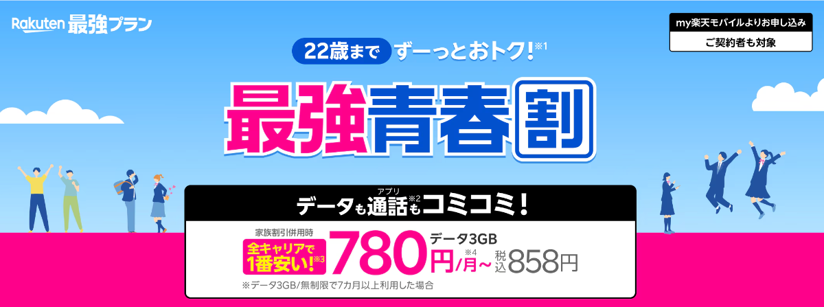 楽天モバイルの最強青春割の解説