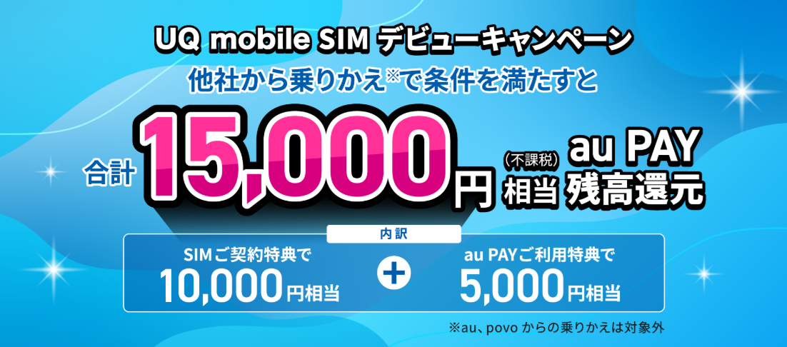 UQモバイルの「UQ mobile SIM デビューキャンペーン」20250507改訂版