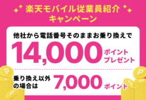 楽天モバイルの従業員限定紹介キャンペーン