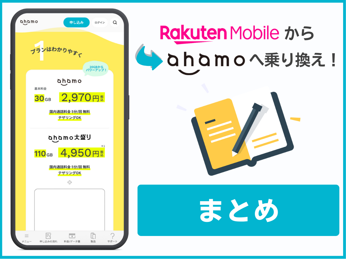 楽天モバイルからahamoに乗り換える方法をまとめて解説