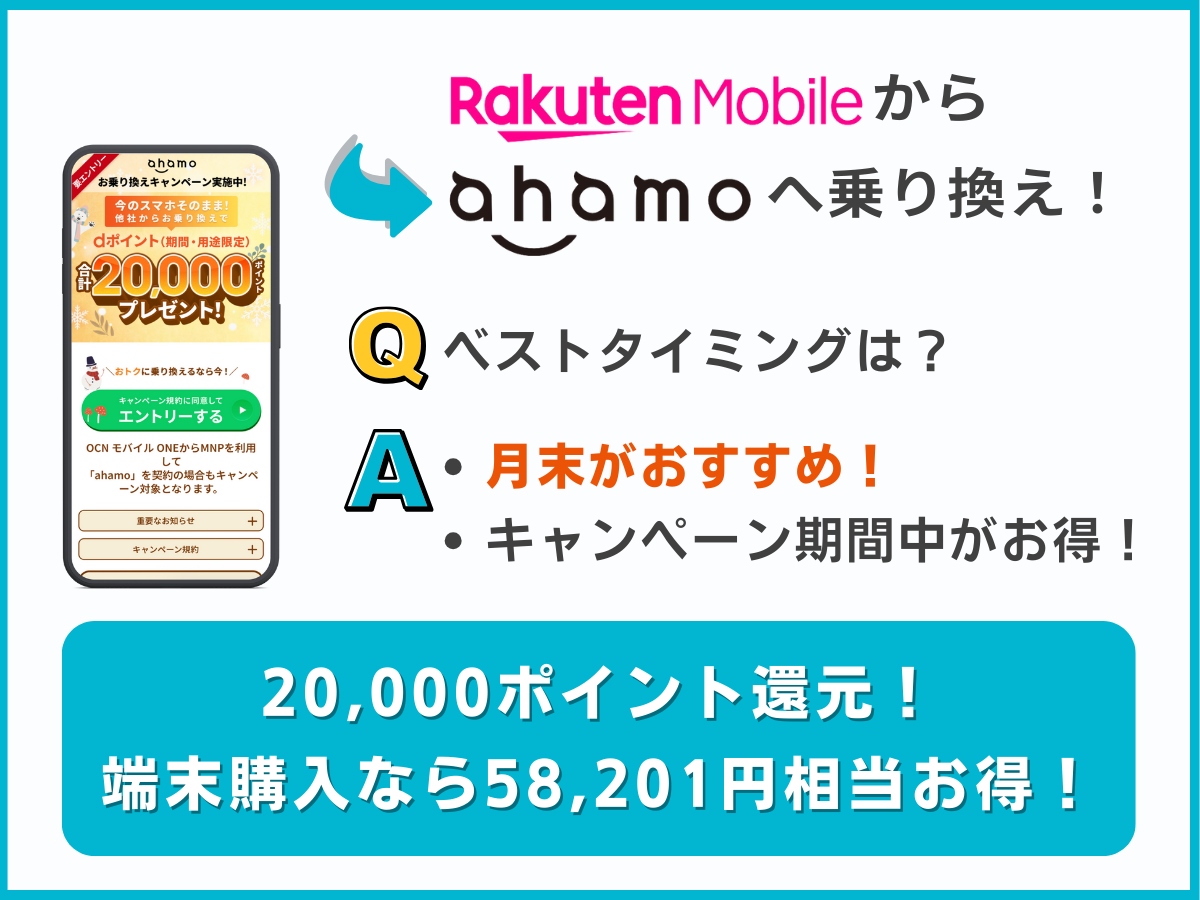楽天モバイルからahamoへ乗り換えるベストタイミングを解説