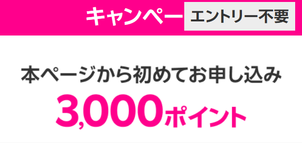 楽天モバイル「楽天モバイルを初めて申し込みで3,000ポイント進呈」小サイズ