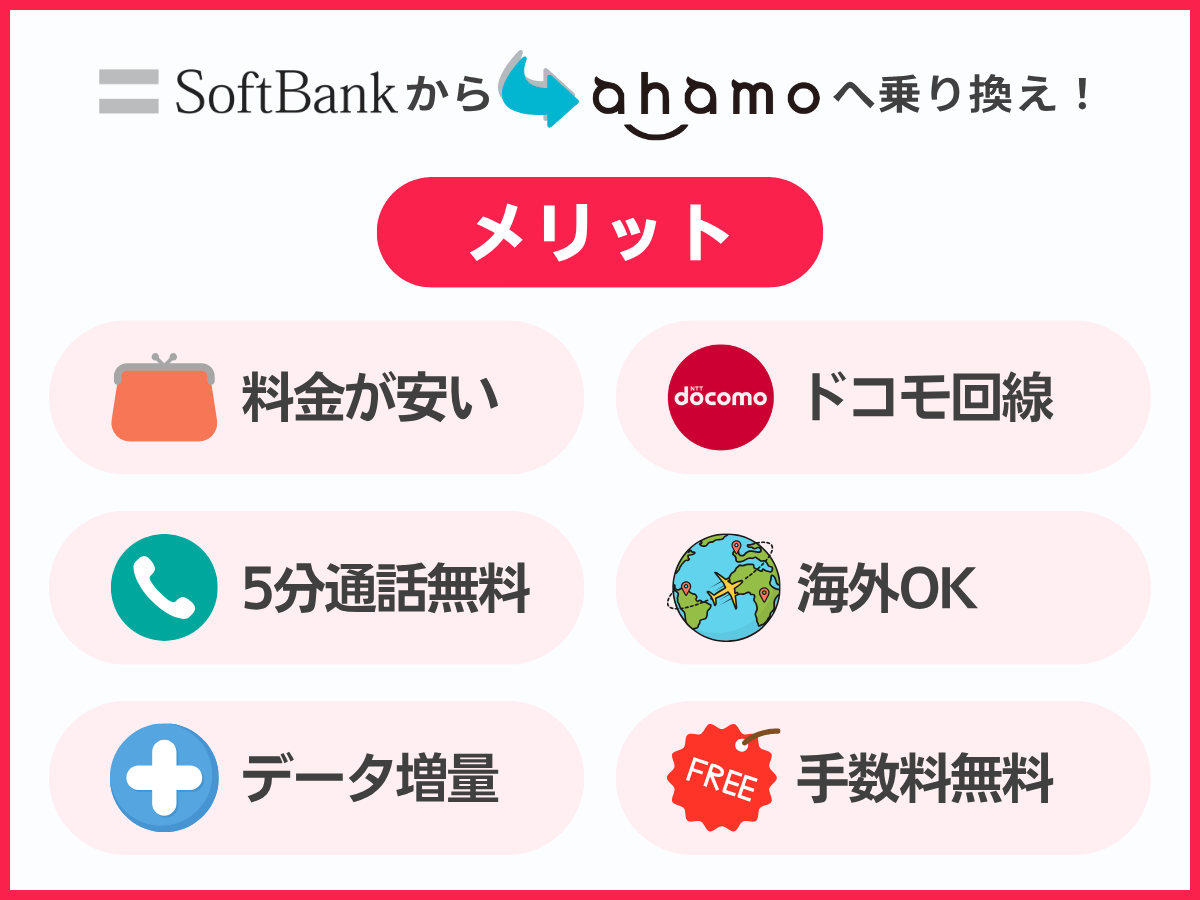 ソフトバンクからahamoへ乗り換えるメリットを解説