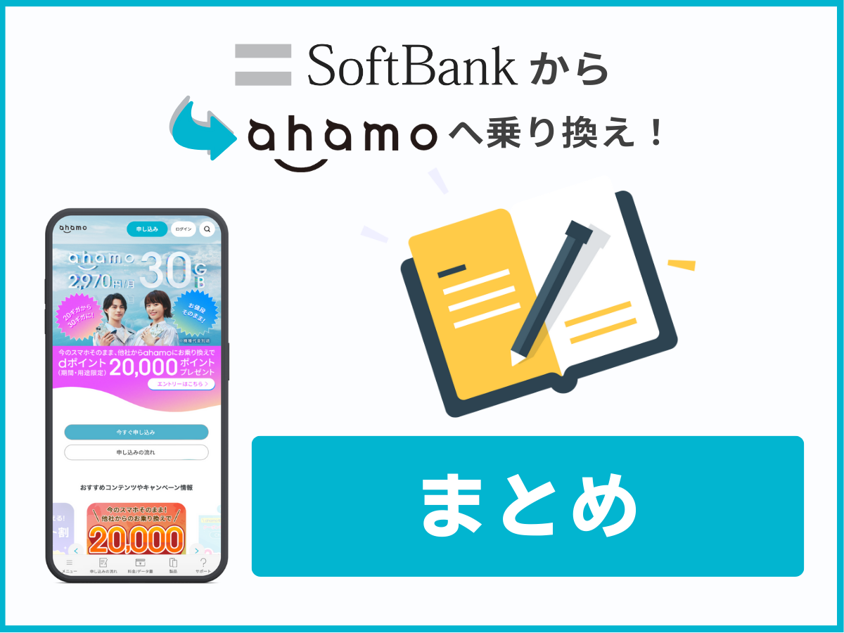 ソフトバンクからahamoに乗り換えまとめ