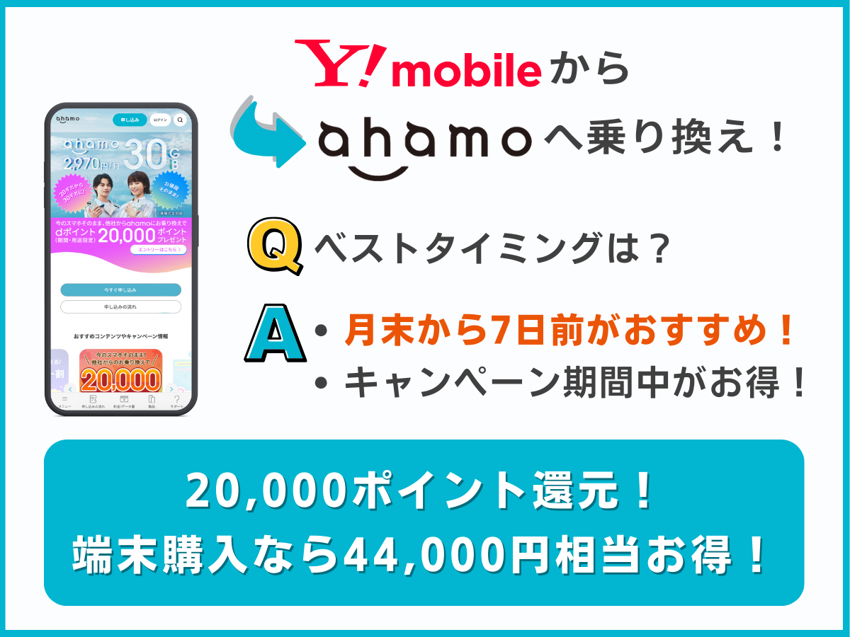 ワイモバイルからahamoに乗り換えのベストタイミングを解説